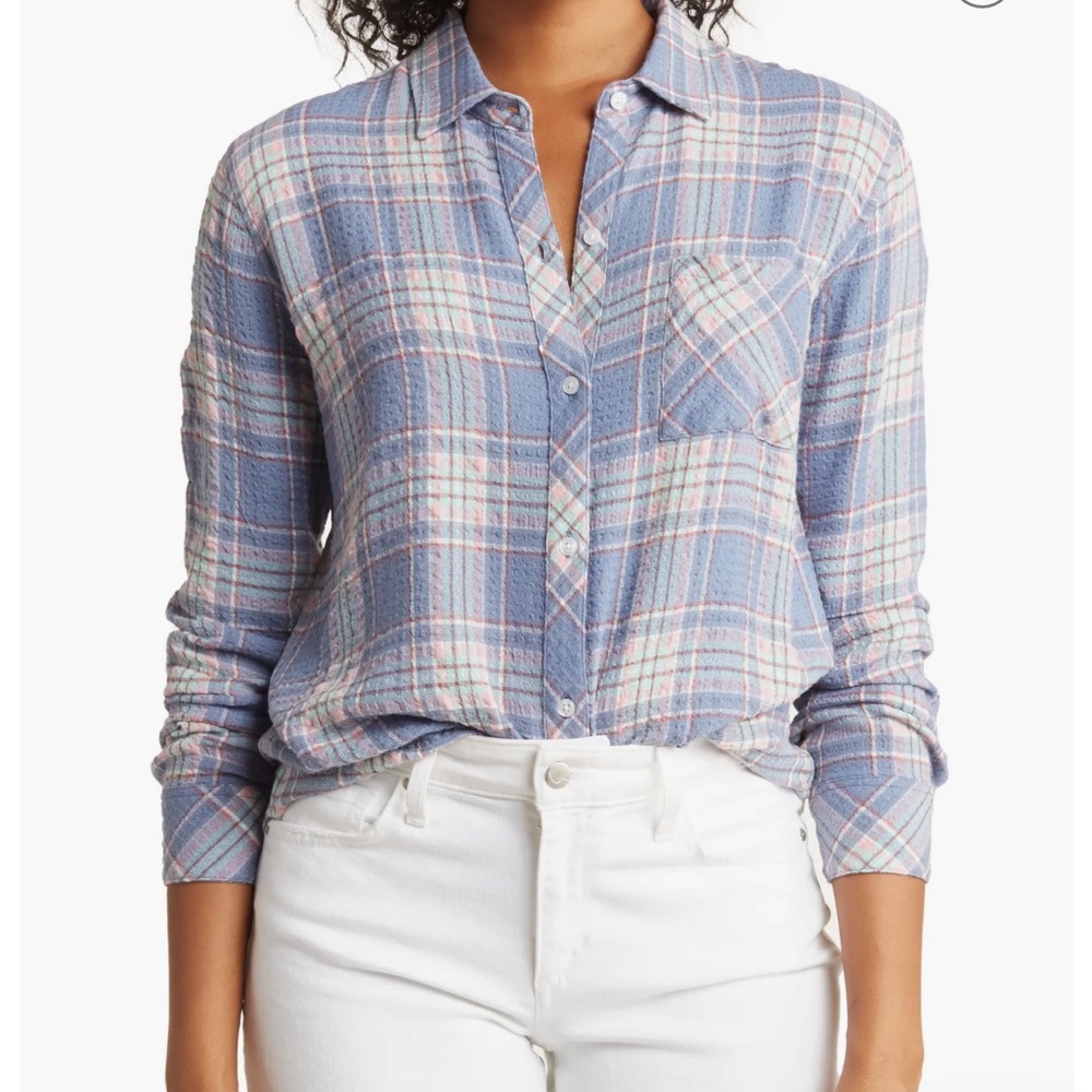 Rails Brady Shirt in Blue Mint Rose